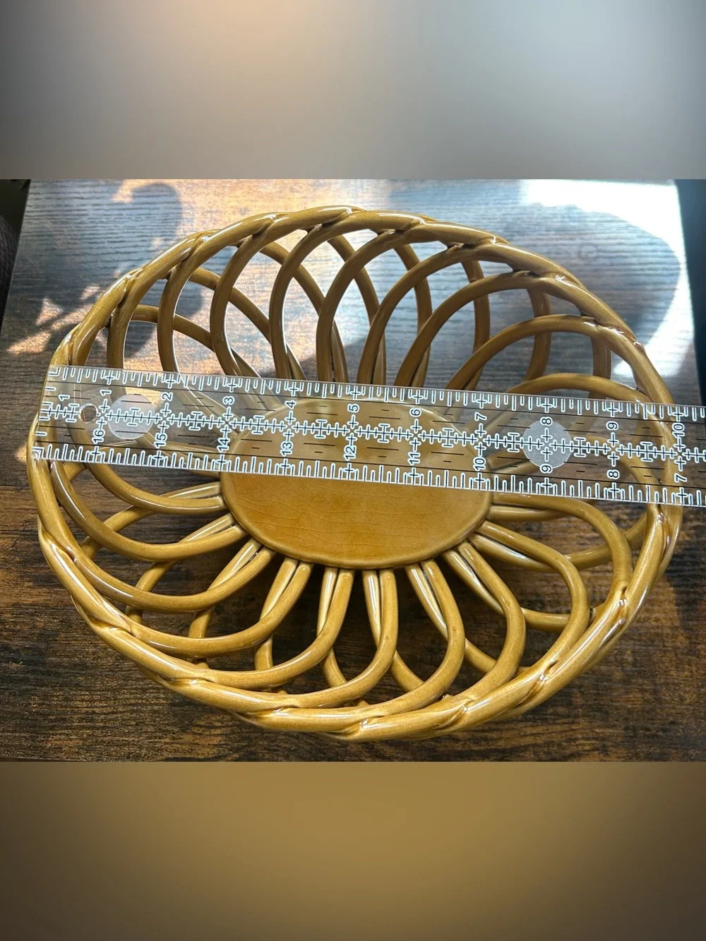Eucalyptus Stoneware Vintage Woven Ceramic Basket Bowl Del Mar CA